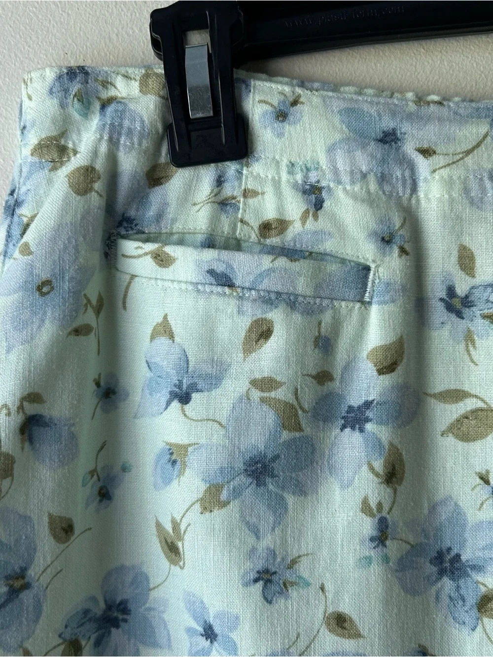 Liz Claiborne Linen Blend Floral Midi A-line Skirt Green Blue 8P - Picture 2 of 5